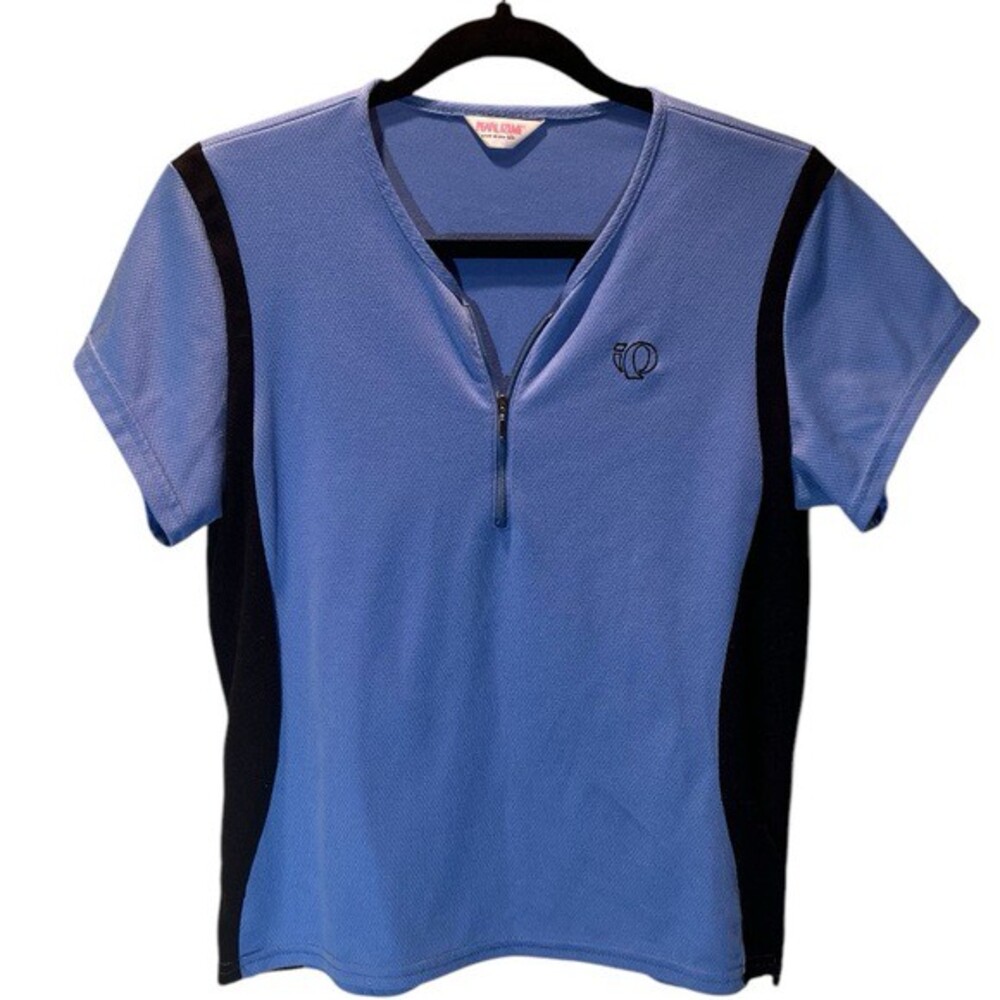 PEARL IZUMI Womens Cycling
Jersey Large 1/4 Zip Rear Pocket Blue Short Sleeve